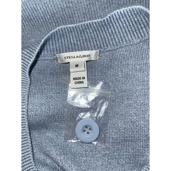stella & Dot Size M Blue Side Button Soft Merino Wool Blend Sweater - Picture 4 of 5